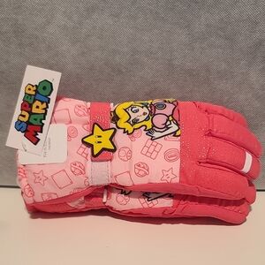 3M Thinsulate Princess Peach Pink Super Mario Kids Ski Gloves (C8-X)